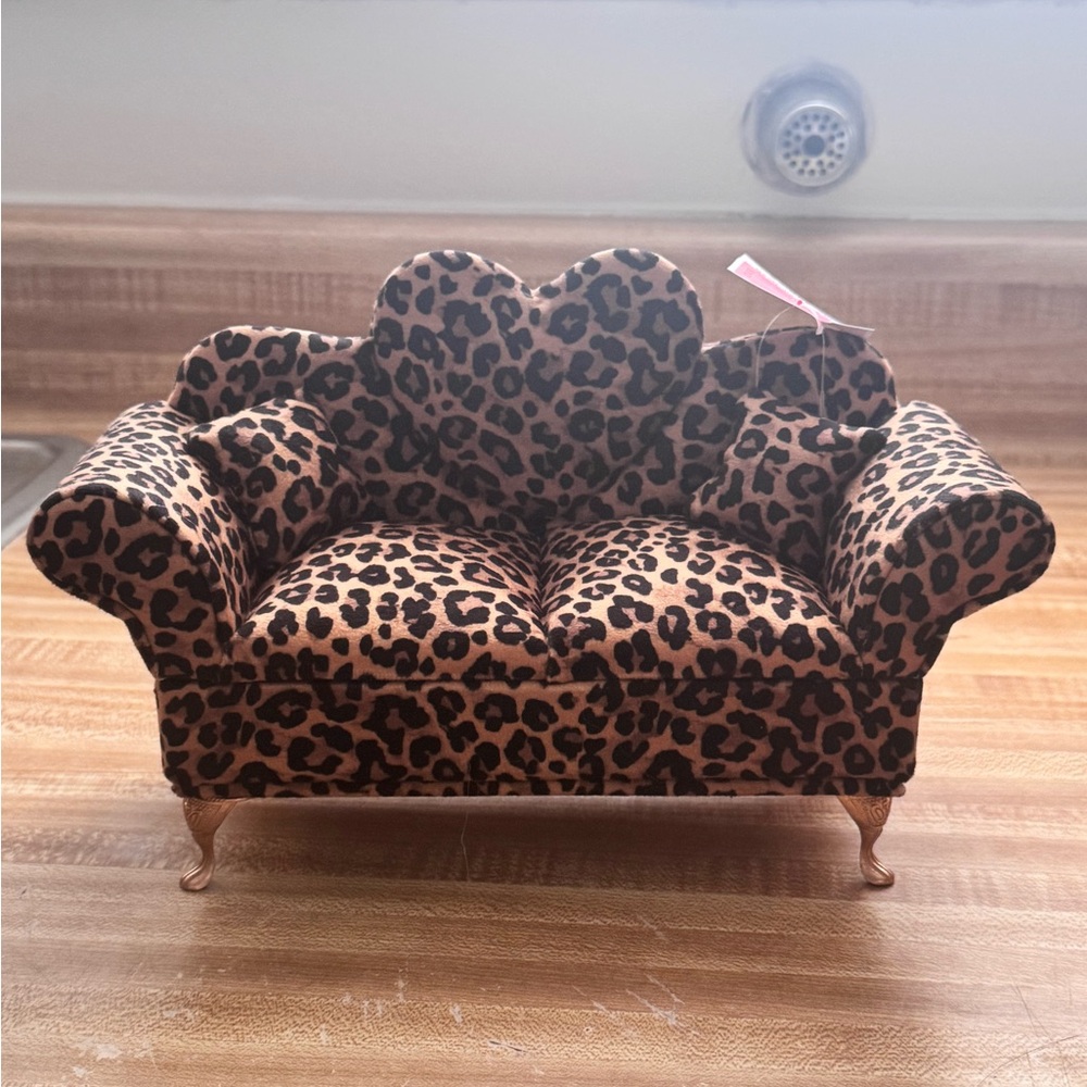Leopard Cheetah Print Miniature Sofa / Jewelry Box